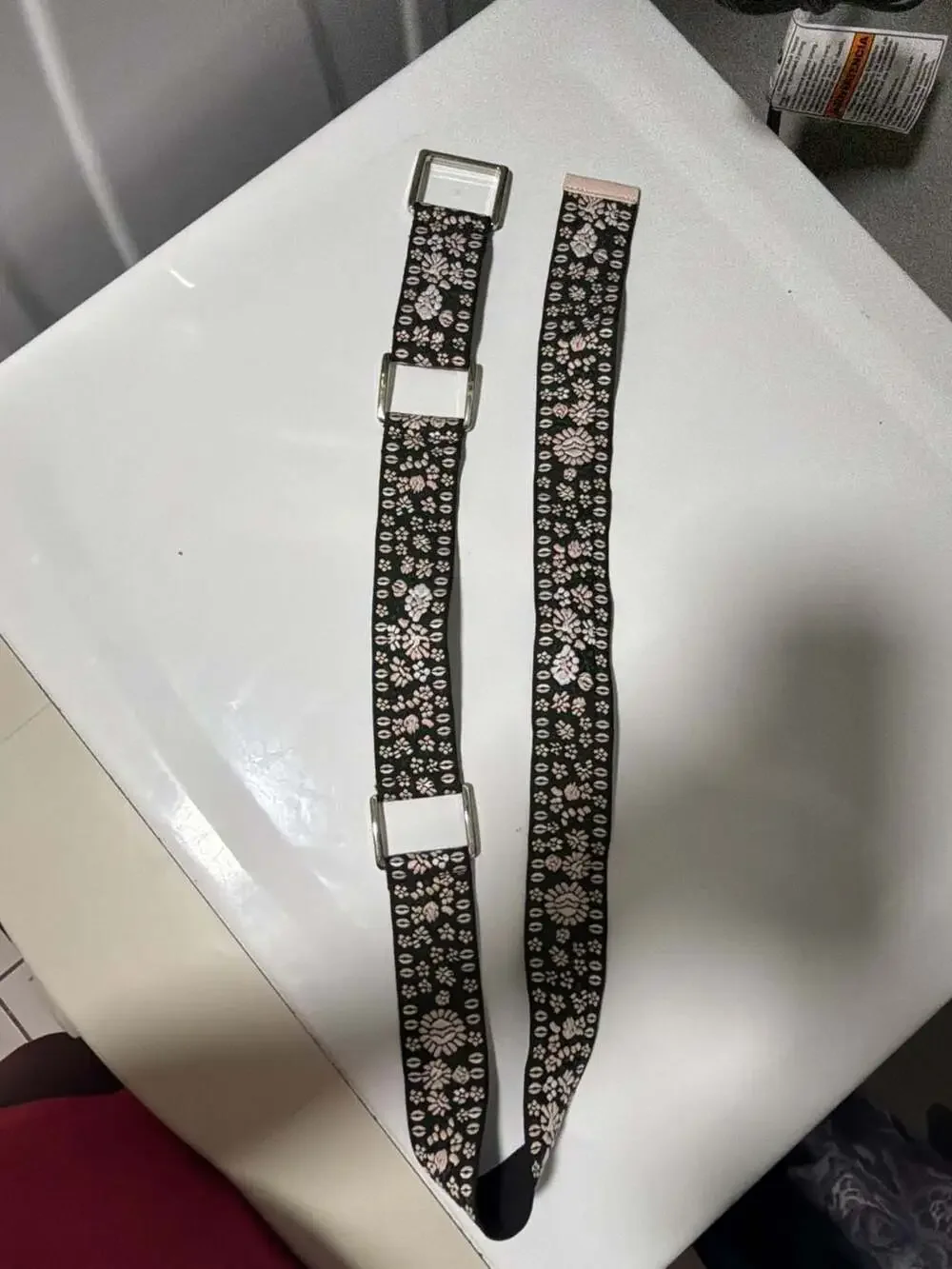 Anthropologie Black Floral Embroidered Webbing Belt